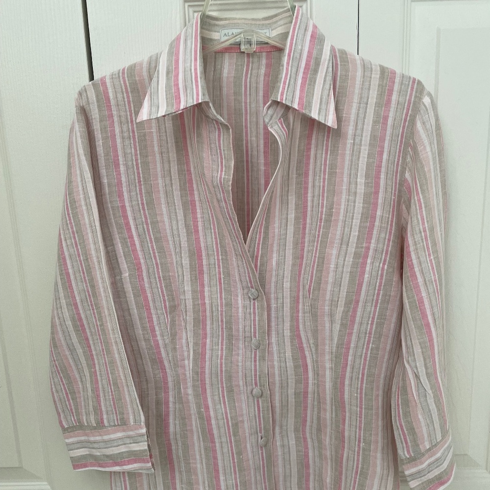 Ladies 3/4 sleeve 100% cotton blouse
